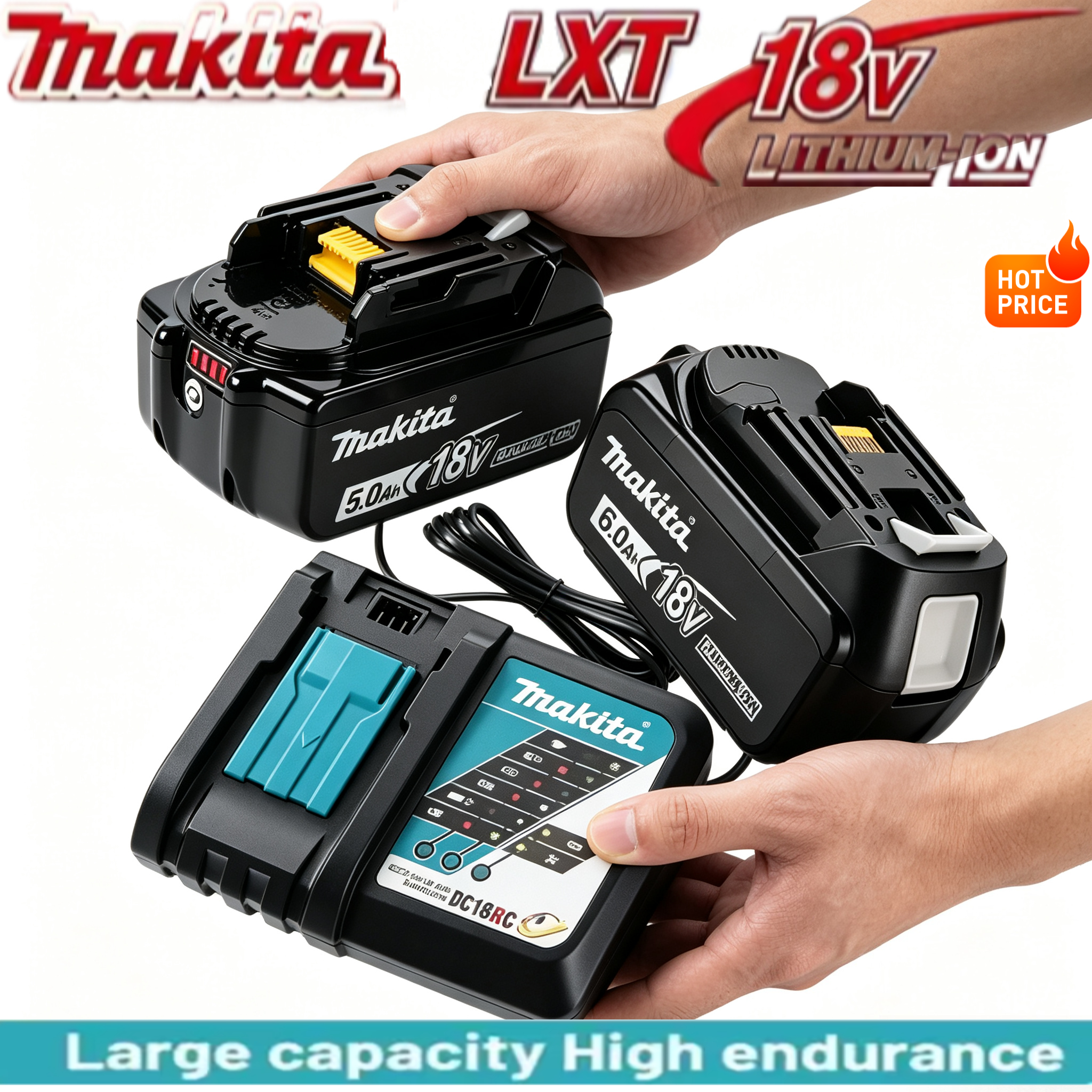 Power Tools Combo Kits - マキタ18Vトップグレードコンボキット（バッテリー+充電器）、最適化された放熱により長時間連続の重作業に対応