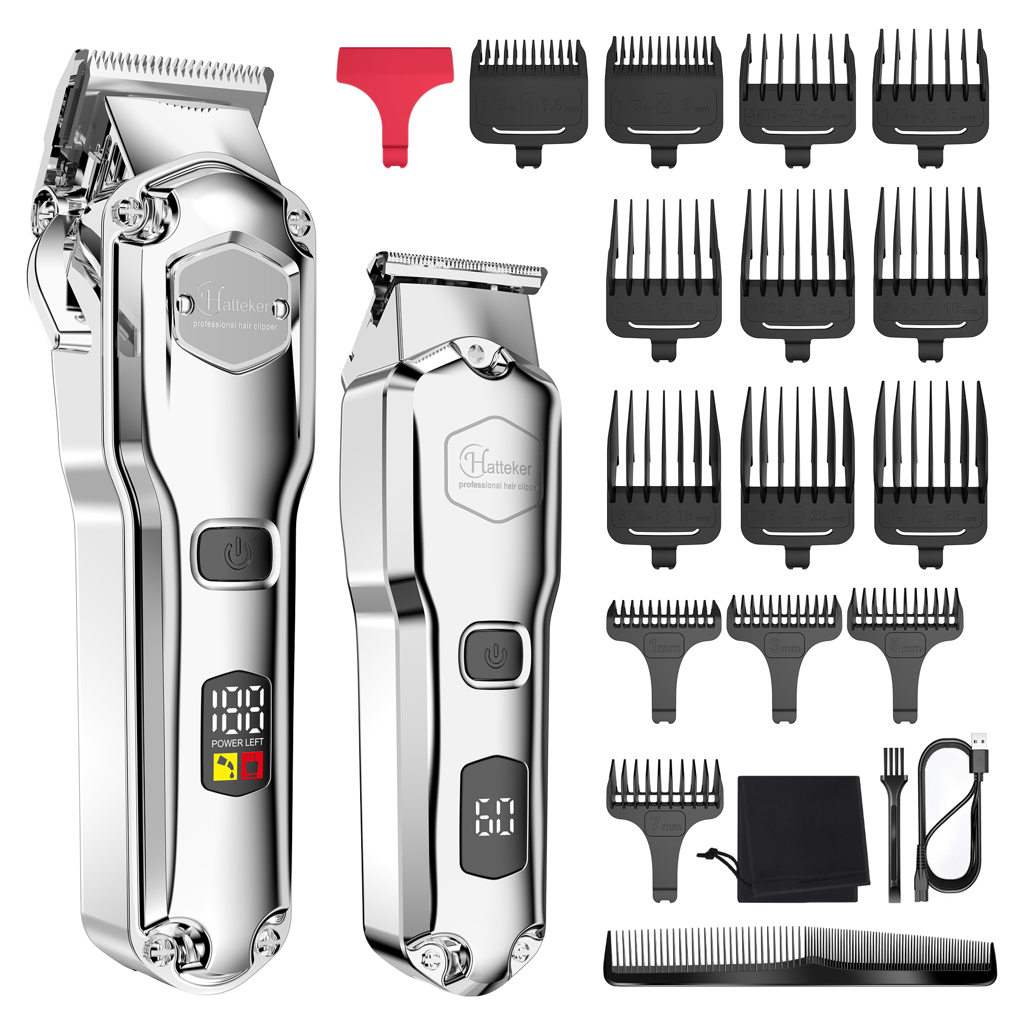 Power Tools Combo Kits - Hatteker 金属プロフェッショナルバリカンコンボキット理容室コードレスヘアトリマー男性用強力な電気ヘアカット工作機械