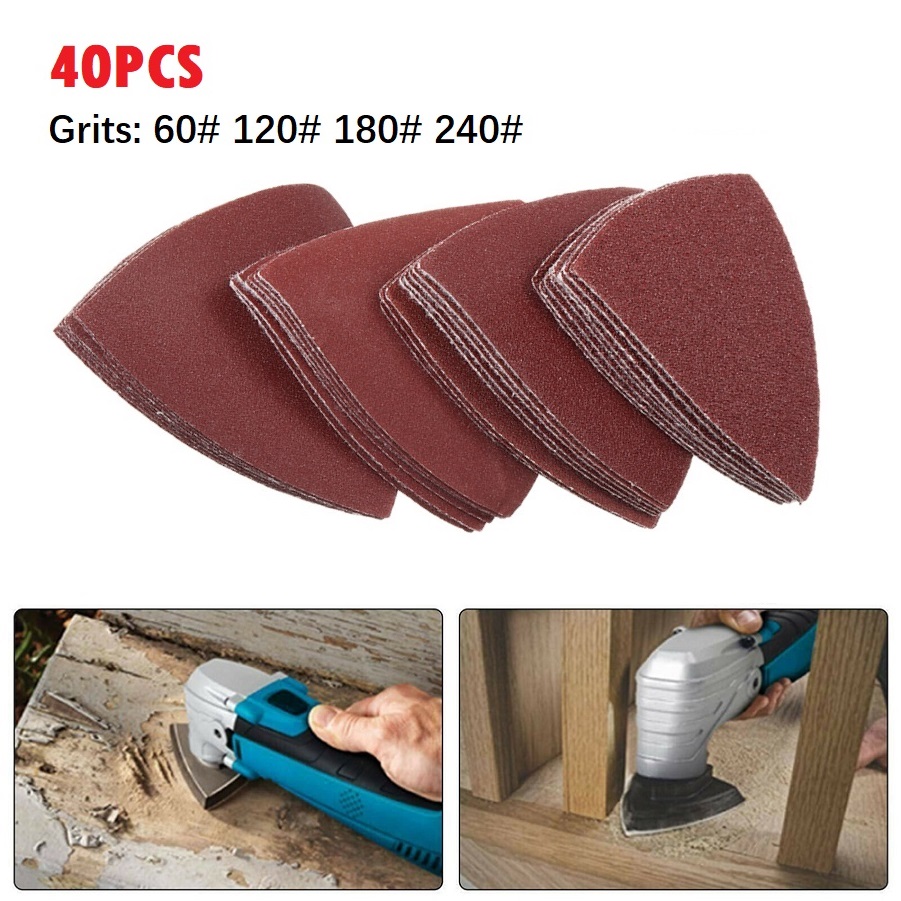 Power Tools Aldi - 40 個 80 ミリメートル酸化アルミニウム三角形サンドペーパーサンディングディスク 60 120