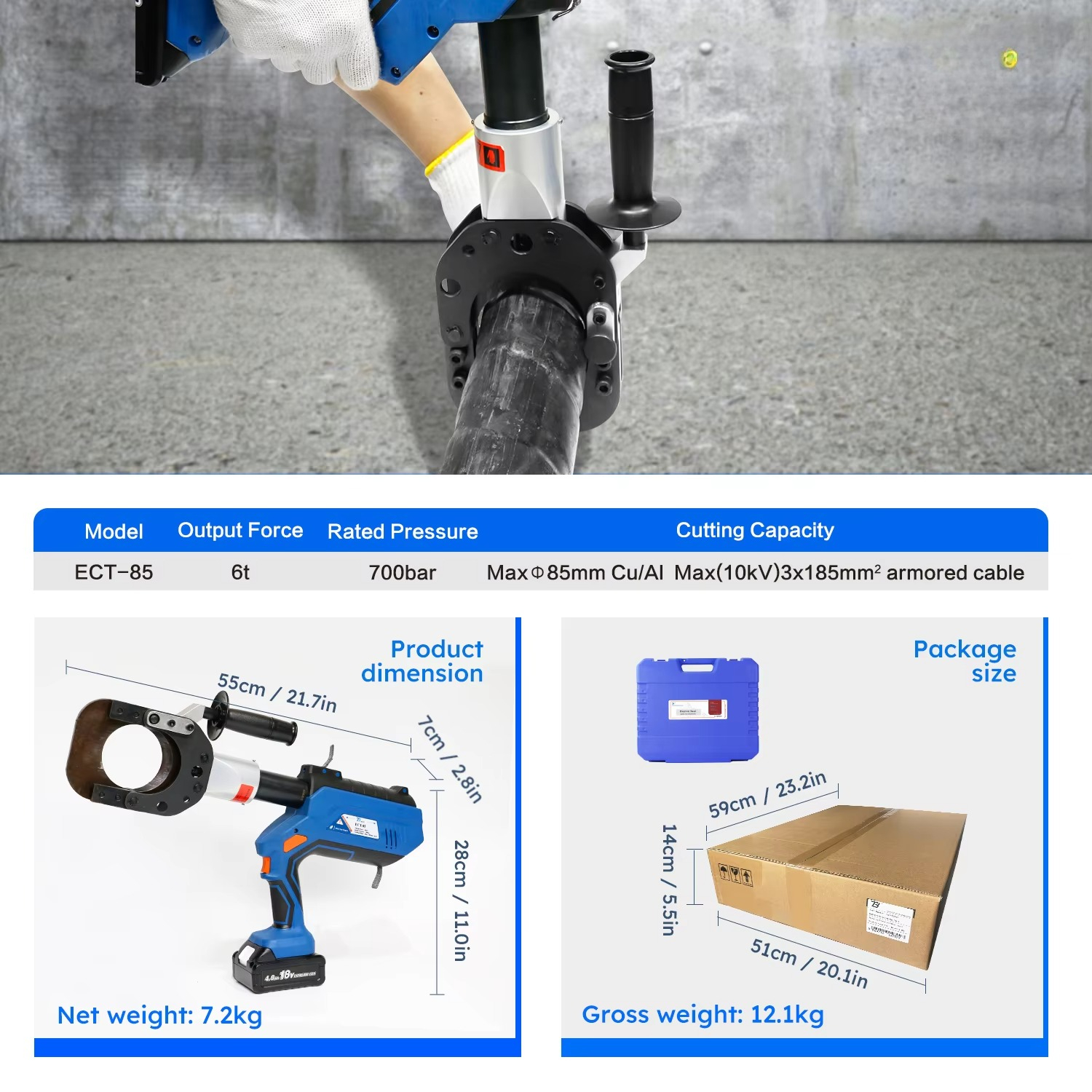 ECT-85 強力85mm OEM工場CE認証済み費用対効果 - Power Tools Hydraulic のレビューと価格