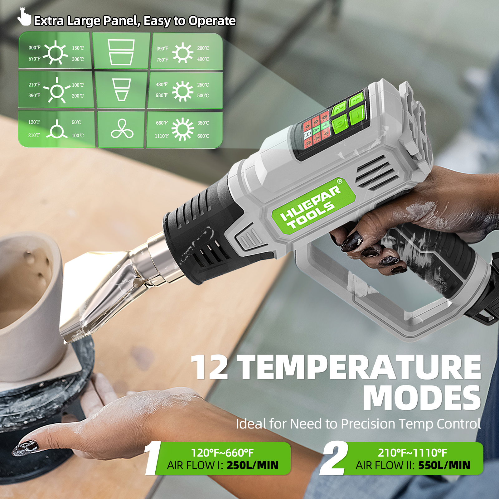 液晶付きホットエアガン 12段階温度調節可能 120 ℉ - - Power Tools Manufacturers のレビューと価格