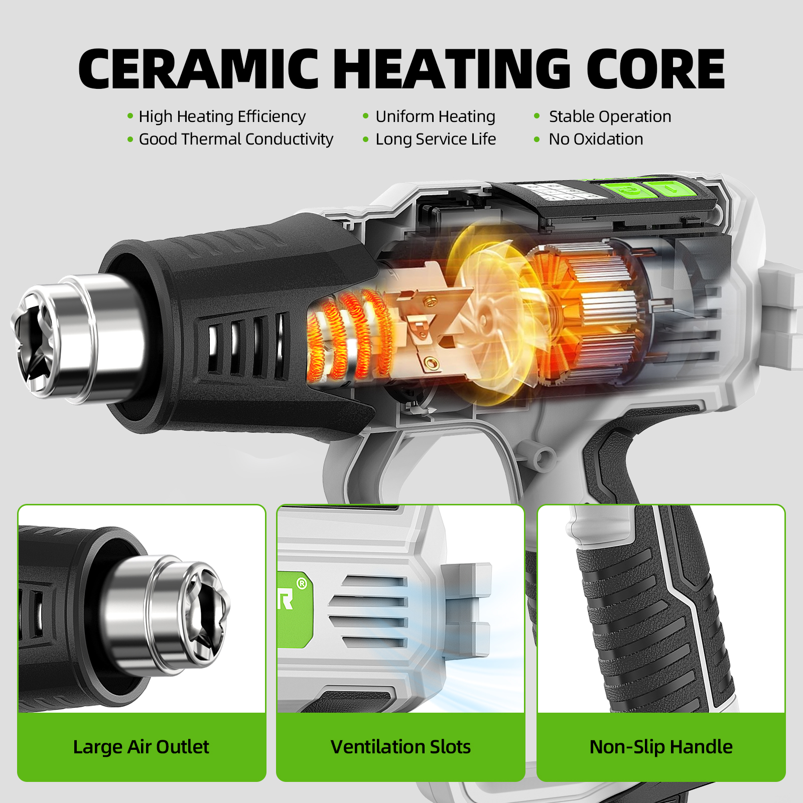 液晶付きホットエアガン 12段階温度調節可能 120 ℉ - - Power Tools Manufacturers のレビューと価格