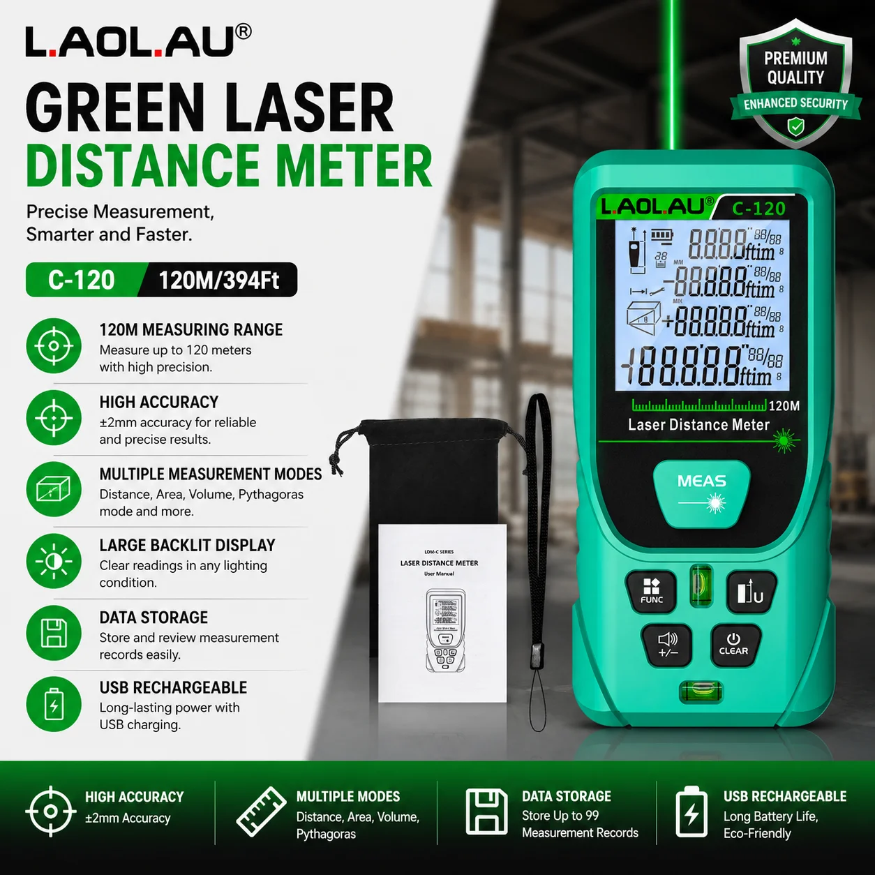 LAOLAU デジタルレーザー距離計赤/緑レーザービームメー - Power Tools That Are Green のレビューと価格