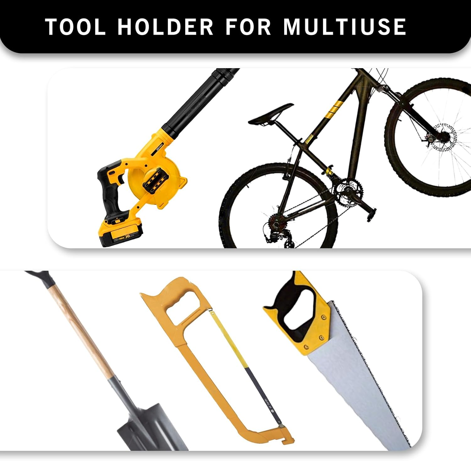 1つの黒い壁掛け式金属製ツールラック。エッジトリマーとガーデ - Power Tools Store のレビューと価格