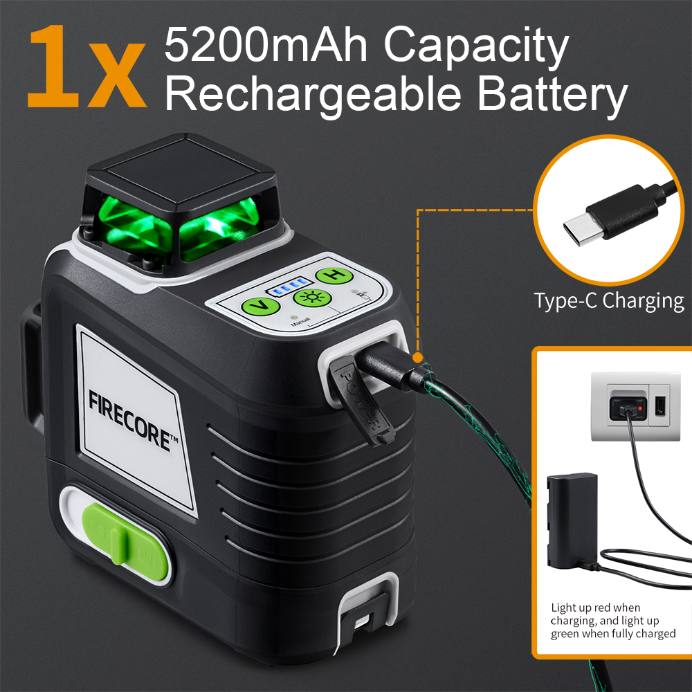 Firecore-グリーン3Dレーザーレベル360, 12ラ - Power Tools That Are Green のレビューと価格